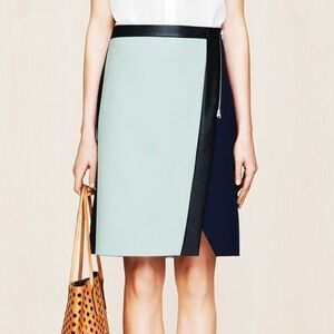 Club Monaco color block faux wrap skirt. NWT. Size 2